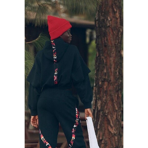 Free People Snow Flow Hoodie sweatshirt Top Printed Stripe Ribbed XS NEW 274837 - Picture 3 of 12